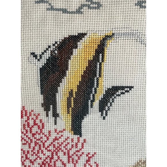 Tropical Fish Needlepoint Cross Stitch Frames Vintage Exotic 9x11 - Picture 2 of 5